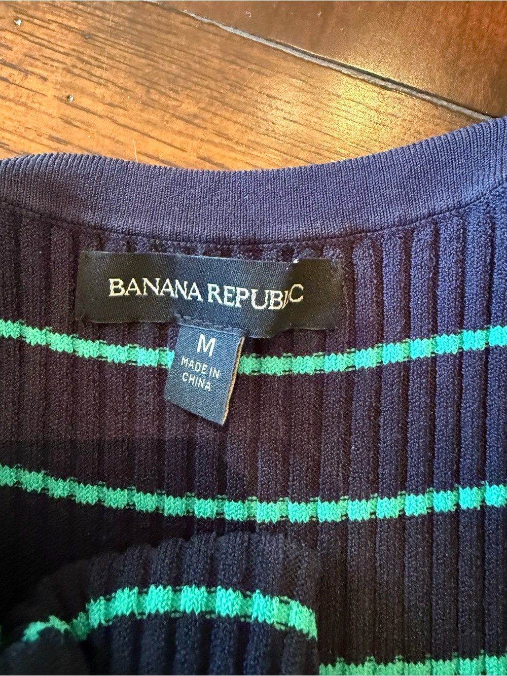 Banana Republic Navy and Teal Striped Knit Midi Dress - Picture 5 of 6